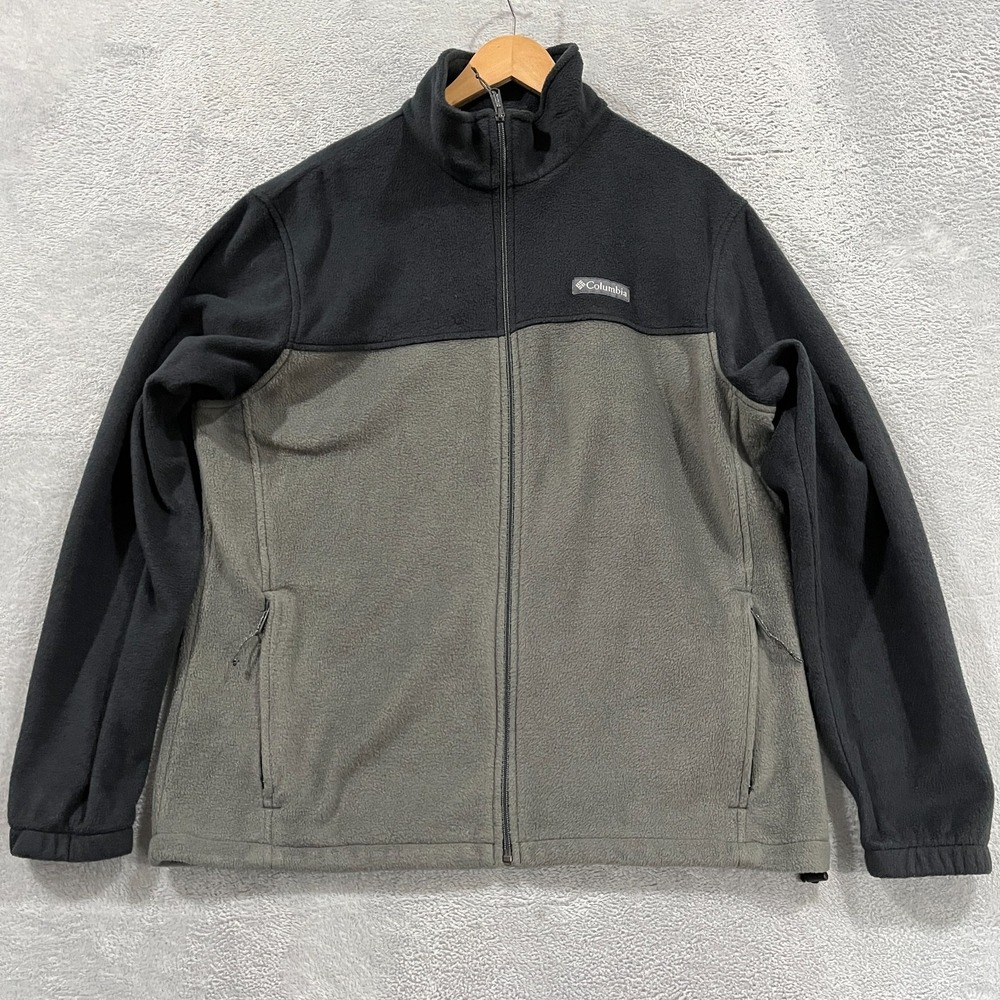 Columbia Fleece Jacket Mens Large Gray Full Zip Mount Grant Outdoor